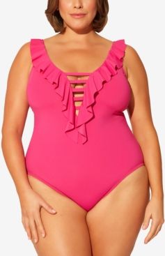 Plus Size Ruffled Strappy One-Piece Swimsuit Women's Swimsuit