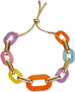 Inc Gold-Tone & Multicolor Link Slider Bracelet, Created for Macy's