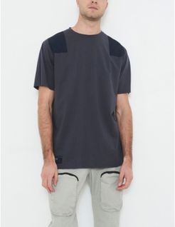 Crew Neck T-shirt with Contrast Shoulder Patch