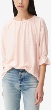 Dot-Jacquard Scoop-Neck Top