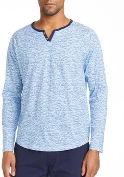 Slim Fit Long Sleeve Henley T-shirt with Free Matching Mask