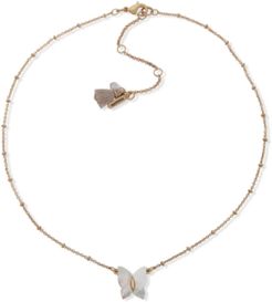 Gold-Tone Mother-of-Pearl Butterfly Pendant Necklace, 16" + 3" extender