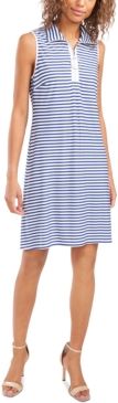 Striped O-Ring Zip-Front Dress