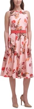 Printed Scuba-Crepe Midi Dress