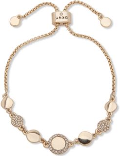 Gold-Tone Pave Disc Slider Bracelet