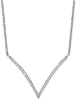 Diamond V-Necklace in 10k White Gold (1/6 ct. t.w.)