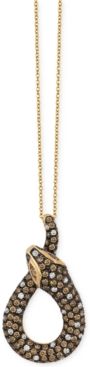 Chocolate and White Diamond Snake Pendant Necklace in 14k Gold (1-7/8 ct. t.w.)