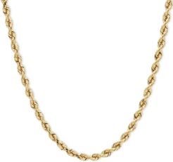 14k Gold Necklace, 24" Diamond Cut Rope Chain (4mm)