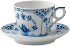 Blue Fluted Half Lace Coffee Cup & Saucer