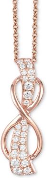 White Diamond Infinity 18" Pendant Necklace (1/3 ct. t.w.) in 14k Rose Gold