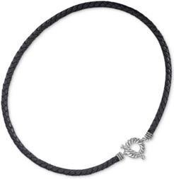 Braided Leather Collar Necklace in Sterling Silver