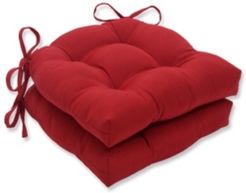 Pompeii Red Reversible Chair Pad, Set of 2