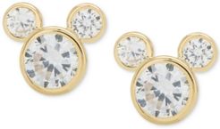 Children's Cubic Zirconia Mickey Mouse Stud Earrings in 14k Gold