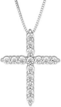 Lab Grown Diamond Cross 18" Pendant Necklace (1/2 ct. t.w.) in 14k White Gold