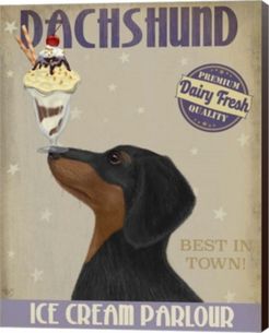 Dachshund, Black And Tan, Ice Cream By Fab Funky Canvas Art