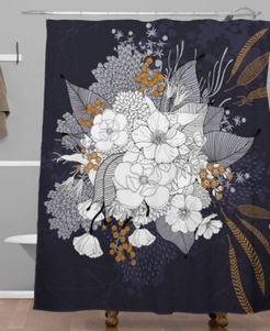 Iveta Abolina Floral Midnight Shower Curtain Bedding