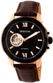 Automatic Bonavento Rose Gold & Black Leather Watches 44mm