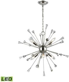 Sprigny 6 Light Chandelier in Polished Nickel with Clear Crystal