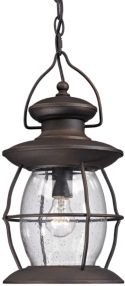 Village Lantern Collection 1 light outdoor pendant in Weathered Charcoal