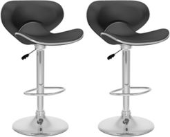 Curved Form Fitting Adjustable Barstool in Leatherette, Set of 2