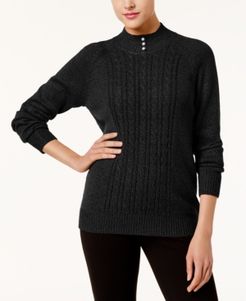 Petite Marled Cable-Knit Sweater, Created for Macy's