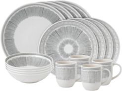 Crafted by Royal Doulton Charcoal Grey Lines 16 Pc Dinnerware Set