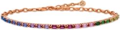 Multi Gemstone Rainbow Bracelet in 14k Strawberry Gold