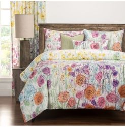 Whimsical Wildflowers 6 Piece Cal King High End Duvet Set Bedding