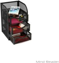 Mini Desk Supplies Office Supplies Organizer, 3 Drawers, 1 Top Shelf