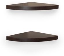 Danya B. Walnut Laminate Corner Radial Shelves - Set of 2