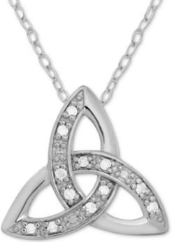 Diamond Celtic Trinity 18" Pendant Necklace (1/10 ct. t.w.) in Sterling Silver