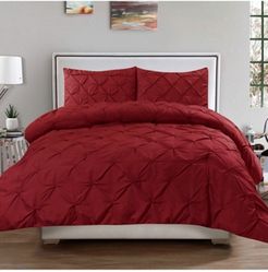 Queen 3-Pc Pintuck Duvet Cover Set Bedding