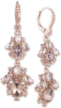 Rose Gold-Tone Crystal Cluster Double Drop Earrings