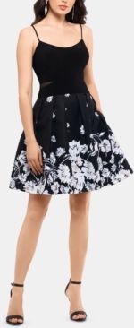 Printed-Skirt Fit & Flare Dress