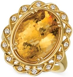 Cinnamon Citrine (7-1/4 ct. t.w.) & Nude Diamonds (1/5 ct. t.w.) Statement Ring in 14k Gold