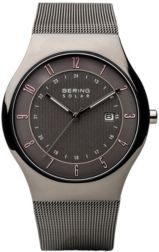 Men's, Slim Solar Stainless Case and Mesh Watch