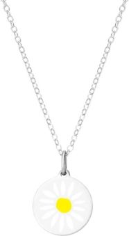 Mini Daisy Pendant Necklace in Sterling Silver, 16" + 2" Extender