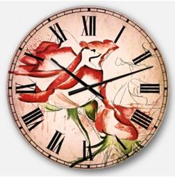 Floral Oversized Round Metal Wall Clock