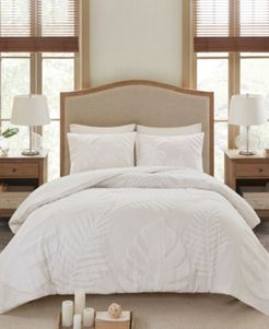 Bahari Full/Queen 3-Pc. Tufted Cotton Chenille Palm Duvet Cover Set Bedding