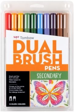 Dual Brush Pen Art Markers, Secondary, 10-Pack