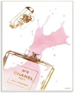 Glam Perfume Bottle Splash Pink Gold Wall Plaque Art, 12.5" x 18.5"