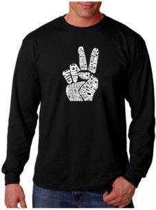 Word Art Long Sleeve T-Shirt - Peace Fingers