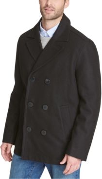 Wool Blend Peacoat with Scarf