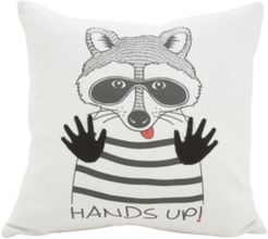 Racoon Hands Up Message Polyester Filled Throw Pillow, 16" x 16"