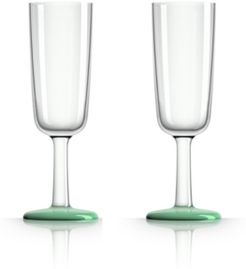 by Palm Tritan Forever-Unbreakable Flute Glass with Green non-slip base, Set of 2