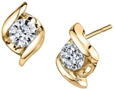Diamond (1/3 ct. t.w.) Twist Earrings in 14k Yellow Gold