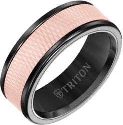 8MM Black Tungsten Carbide Ring with 14K Rose Gold Insert