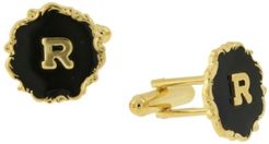 1928 Jewelry 14K Gold-Plated Enamel Initial R Cufflinks