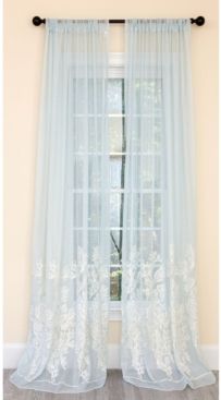 Vivid Ocean Coral Embroidered Semi Sheer Rod Pocket Curtain Collection