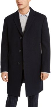 Raburn Slim-Fit Navy Blue Textured Overcoat